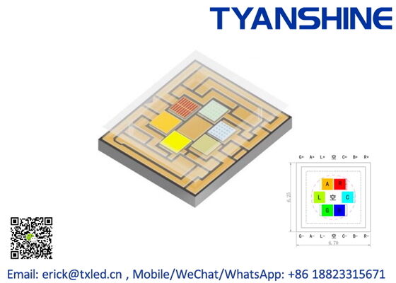 Stage Spot Lighting Ceramic SMD6070 LED 50W RGBLAC Light LED Source supplier